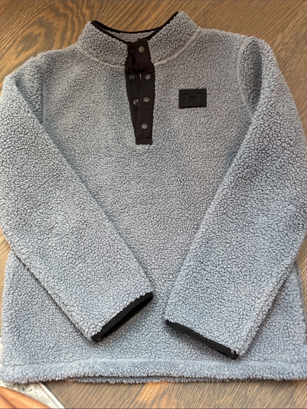 Under Armour Boys Light Gray Sherpa Fleece Snap Pullover